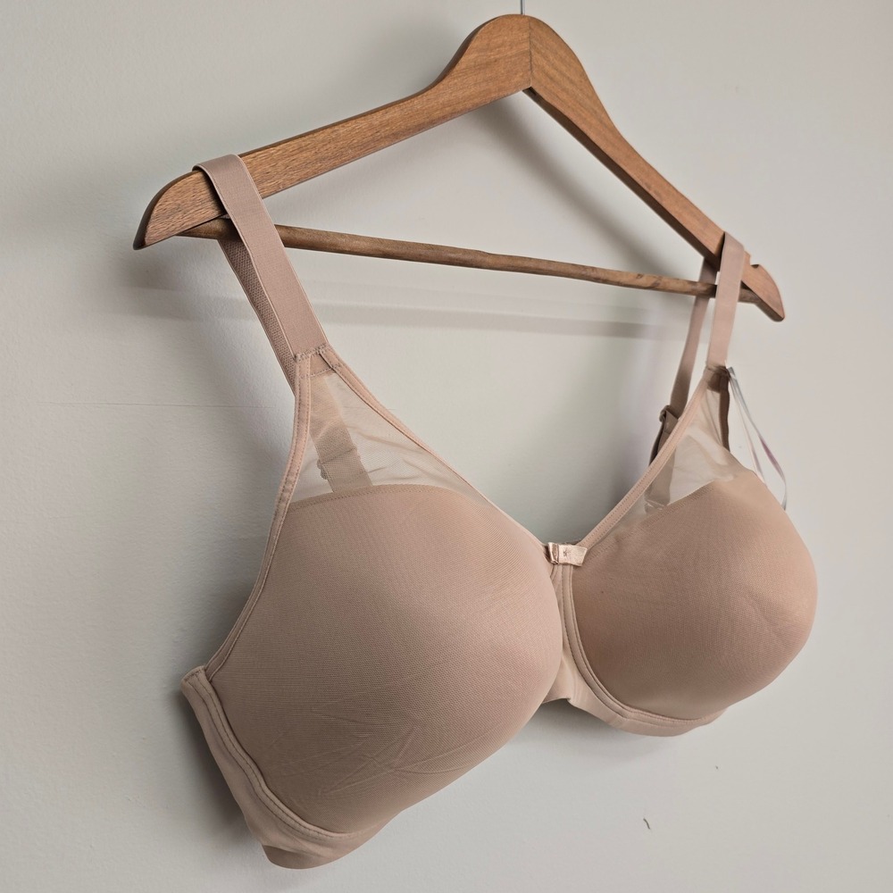 Wonderbra 2 Ways to Wear Underwire Bra 40D Beige Mesh Trim Minimalist E2677H - Picture 3 of 14